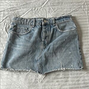 Zara trf Collection Distressed Denim Skirt